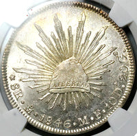 1846-Mo NGC MS 62 Mexico 8 Reales Near PL Cap Rays Mint State Silver Coin (24080101C)