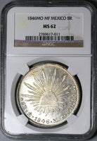 1846-Mo NGC MS 62 Mexico 8 Reales Near PL Cap Rays Mint State Silver Coin (24080101C)