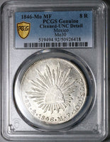 1846-Mo PCGS UNC Mexico 8 Reales Cap Rays Silver Dollar Coin (25040602D)