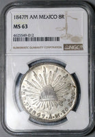 1847-Pi NGC MS 63 Mexico Silver 8 Reales Potosi Mint Rare Silver Coin (25040202D)