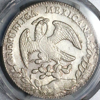 1848-Mo GC PCGS UNC Mexico 8 Reales Rare Cap Rays Silver Coin (23091801C)