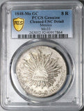 1848-Mo GC PCGS UNC Mexico 8 Reales Rare Cap Rays Silver Coin (23091801C)