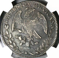 1848-Pi NGC AU Mexico 8 Reales Potosi Mint Rare Cap Rays Silver Coin (24102003C)
