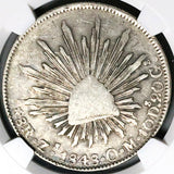 1848/7-Zs NGC VF 35 Mexico 8 Reales Cap Rays Rare Zacatecas Mint Overdate Silver Coin (25092702C)
