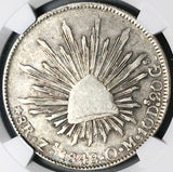 1848/7-Zs NGC VF 35 Mexico 8 Reales Cap Rays Rare Zacatecas Mint Overdate Silver Coin (25092702C)