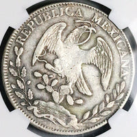 1848/7-Zs NGC VF 35 Mexico 8 Reales Cap Rays Rare Zacatecas Mint Overdate Silver Coin (25092702C)