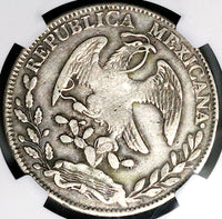 1848/7-Zs NGC VF 35 Mexico 8 Reales Cap Rays Rare Zacatecas Mint Overdate Silver Coin (25092702C)