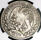 1848/7-Zs NGC VF 35 Mexico 8 Reales Cap Rays Rare Zacatecas Mint Overdate Silver Coin (25092702C)