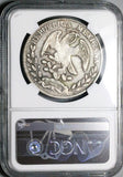 1848/7-Zs NGC VF 35 Mexico 8 Reales Cap Rays Rare Zacatecas Mint Overdate Silver Coin (25092702C)