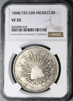 1848/7-Zs NGC VF 35 Mexico 8 Reales Cap Rays Rare Zacatecas Mint Overdate Silver Coin (25092702C)