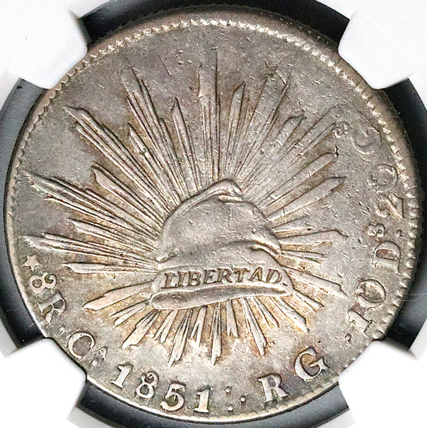 1851/41-Ca NGC XF Mexico 8 Reales Chihuahua Mint Rare Silver Coin (24042802C)