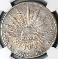 1851/41-Ca NGC XF Mexico 8 Reales Chihuahua Mint Rare Silver Coin (24042802C)