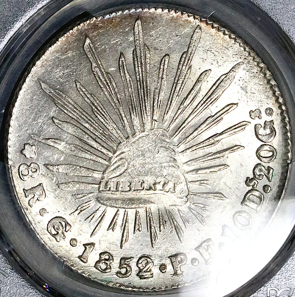 1852/2-Go PCGS MS 62 Mexico 8 Reales Guanajuato Cap Rays Rare Silver Coin (25040604D)