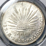 1853/2-Go PCGS MS 61 Mexico 8 Reales Guanajuato Overdate Cap Rays Silver Coin POP 1/1 (24123002D)