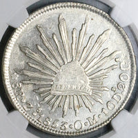 1853-Zs NGC AU 58 Mexico 8 Reales Zacatecas Rare Silver Coin POP 2/3 (23101601C)