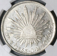 1853-Zs NGC AU 58 Mexico 8 Reales Zacatecas Rare Silver Coin POP 2/3 (23101601C)