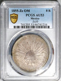 1855-Zs PCGS AU 53 Mexico 8 Reales Zacatecas Mint Rare Silver Coin (23061303C)