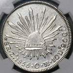 1855-Zs NGC AU 55 Mexico 8 Reales Zacatecas Mint Rare Silver Coin (23072401C)
