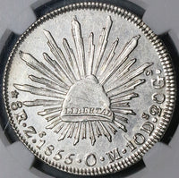1855-Zs NGC AU 55 Mexico 8 Reales Zacatecas Mint Rare Silver Coin (23072401C)