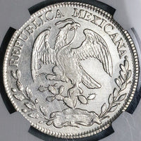 1855-Zs NGC AU 55 Mexico 8 Reales Zacatecas Mint Rare Silver Coin (23072401C)