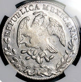 1857-C NGC AU Mexico 8 Reales Culiacan Mint Scarce Cap Rays Silver Coin (26052701D)