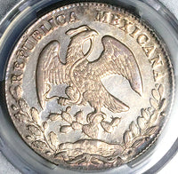 1857-Mo GF PCGS AU 58 Mexico 8 Reales Proof Like Cap Rays Silver Coin (25040503C)