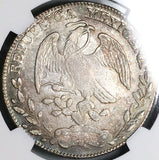 1858-Zs NGC AU 58 Mexico 8 Reales Zacatecas Cap Rays Silver Coin (24010603D)