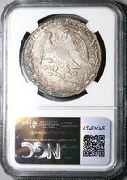 1858-Zs NGC AU 58 Mexico 8 Reales Zacatecas Cap Rays Silver Coin (24010603D)