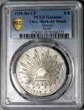 1859-Do PCGS AU Mexico 8 Reales Scarce China Chopmarked Cap Rays Silver Coin (26081403C)