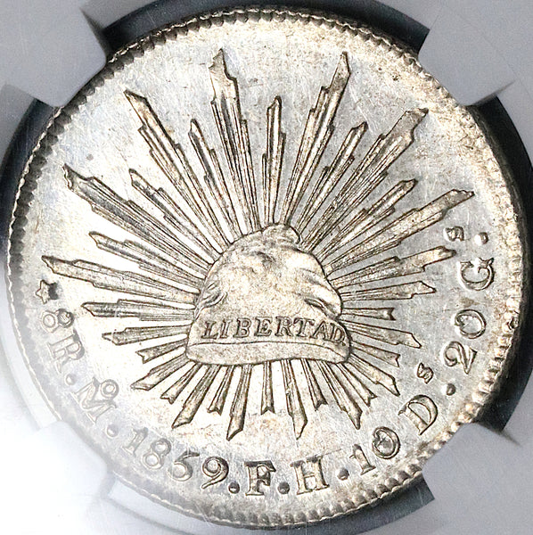 1859-Mo FH NGC MS 61 Mexico 8 Reales Mint State Near PL