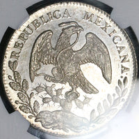 1859-Mo FH NGC MS 61 Mexico 8 Reales Mint State Near PL Silver Coin (25072201C)