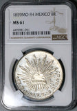 1859-Mo FH NGC MS 61 Mexico 8 Reales Mint State Near PL Silver Coin (25072201C)