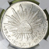1860-C NGC MS 64 Mexico 8 Reales Culiacan Mint State Cap Rays Silver Coin (24102001C)