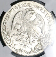1860-C NGC MS 64 Mexico 8 Reales Culiacan Mint State Cap Rays Silver Coin (24102001C)
