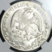 1860-C NGC MS 64 Mexico 8 Reales Culiacan Mint State Cap Rays Silver Coin (24102001C)