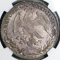 1860-Zs MO NGC AU 50 Mexico 8 Reales Zacatecas Cap Rays Silver Coin (24040702C)