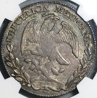 1860-Zs VL NGC AU 55 Mexico 8 Reales Zacatecas Cap Rays Silver Coin (24040703C)