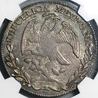 1860-Zs VL NGC AU 55 Mexico 8 Reales Zacatecas Cap Rays Silver Coin (24040703C)