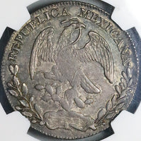 1860-Zs VL NGC AU 55 Mexico 8 Reales Zacatecas Cap Rays Silver Coin (24040703C)