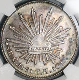 1861-Mo TH NGC MS 61 Mexico 8 Reales Rare Cap Rays Silver Coin (23080402C)