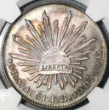 1861-Mo TH NGC MS 61 Mexico 8 Reales Rare Cap Rays Silver Coin (23080402C)
