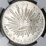 1861-Mo CH NGC MS 62 Mexico 8 Reales Cap Rays Mint State Silver Coin (26072902C)