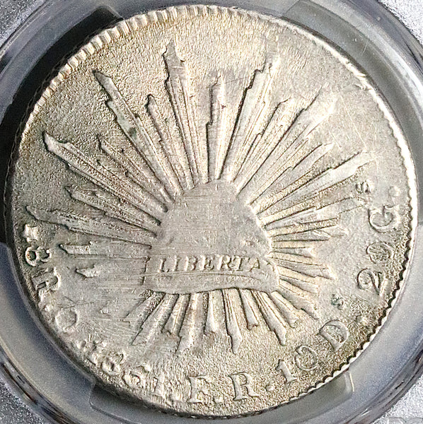 1861-O PCGS AU Mexico 8 Reales Oaxaca Mint RARE Silver Coin (25082102C)