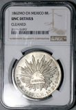 1862-Mo CH NGC UNC Mexico 8 Reales Cap Rays Silver Coin (26072903C)