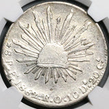 1862-Pi NGC XF Mexico 8 Reales Potosi Mint Pointed 6 Scarce Chopmarked Silver Coin (24040404C)