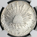 1862-Pi NGC XF Mexico 8 Reales Potosi Mint Pointed 6 Scarce Chopmarked Silver Coin (24040404C)