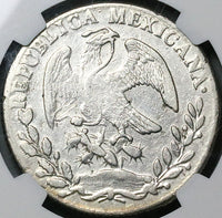 1862-Pi NGC XF Mexico 8 Reales Potosi Mint Pointed 6 Scarce Chopmarked Silver Coin (24040404C)