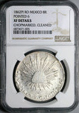 1862-Pi NGC XF Mexico 8 Reales Potosi Mint Pointed 6 Scarce Chopmarked Silver Coin (24040404C)