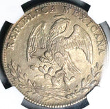 1863-Ca JC NGC AU Mexico 8 Reales Chihuahua Mint Scarce Silver Coin (24081304C)