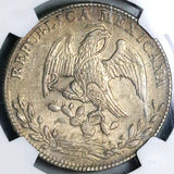 1863-Ca JC NGC AU Mexico 8 Reales Chihuahua Mint Scarce Silver Coin (24081304C)